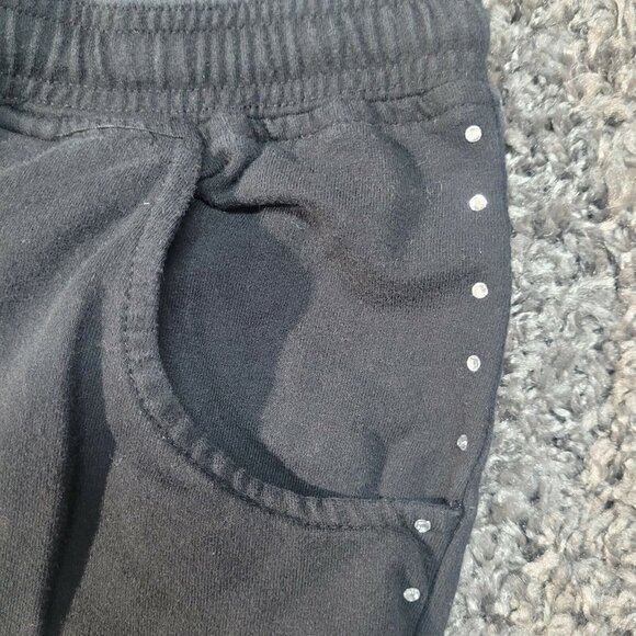Crown & Anchor Size M Couture Black Bedazzled Drawstring Capri Activewear Pants - Picture 5 of 7